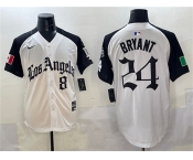 Men's Los Angeles Dodgers Front #8 Back #24 Kobe Bryant White Black Mexico 2025 LA Gothic Style With Fernando Patch Vapor Premier Limited Stitched Baseball