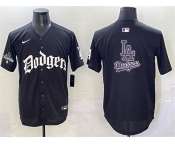Men's Los Angeles Dodgers Team Big Logo Black 2025 LA Gothic Style With 2024 World Series Champions Patch Vapor Premier Limited Stitched Baseball Jersey