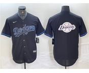 Men's Los Angeles Dodgers Team Big Logo Black Fashion Stitched Baseball Jersey