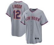 Men's New York Mets #12 Francisco Lindor Gray 2025 Limited Stitched Baseball Jersey