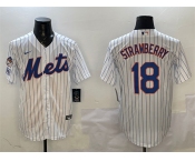 Men's New York Mets #18 Darryl Strawberry White 2025 Spring Training Cool Base Stitched Baseball Jersey