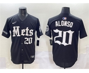 Men's New York Mets #20 Pete Alonso Black 'Gotham Gothic Edition' Vapor Premier Limited Stitched Baseball Jersey