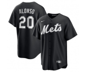 Men's New York Mets #20 Pete Alonso Black Lights Out Limited Stitched Baseball Jersey