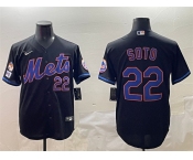 Men's New York Mets #22 Juan Soto Black 2025 Spring Training Cool Base Stitched Baseball Jersey