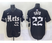 Men's New York Mets #22 Juan Soto Black 'Gotham Gothic Edition' Vapor Premier Limited Stitched Baseball Jersey