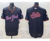 Men's New York Mets Team Big Logo Black 2025 Spring Training Stitched Baseball Jersey