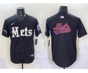 Men's New York Mets Team Big Logo Black 'Gotham Gothic Edition' Vapor Premier Limited Stitched Baseball Jersey