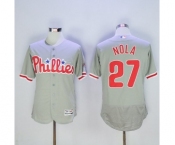 Men Philadelphia Phillies #27 Aaron Nola Majestic Grey Flexbase Authentic Collection Player Men Philadelphia Phillies #27 Aaron Nola Majestic Grey Flexbase Authentic Collection Player