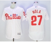 Men Philadelphia Phillies #27 Aaron Nola Majestic White Flexbase Authentic Collection Player Men Philadelphia Phillies #27 Aaron Nola Majestic White Flexbase Authentic Collection Player