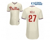 Men's Majestic Philadelphia Phillies #27 Aaron Nola Authentic Cream Alternate Cool Base MLB Jersey Men's Majestic Philadelphia Phillies #27 Aaron Nola Authentic Cream Alternate Cool Base MLB Jersey