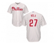 Men's Majestic Philadelphia Phillies #27 Aaron Nola Authentic White Red Strip Home Cool Base MLB Jersey Men's Majestic Philadelphia Phillies #27 Aaron Nola Authentic White Red Strip Home Cool Base MLB Jersey
