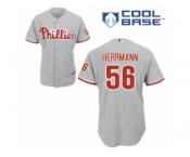 Men's Majestic Philadelphia Phillies #56 Frank Herrmann Replica Grey Road Cool Base MLB Jersey