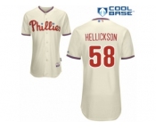 Men's Majestic Philadelphia Phillies #58 Jeremy Hellickson Replica Cream Alternate Cool Base MLB Jersey