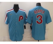 Men's Nike Philadelphia Phillies #3 Bryce Harper Blue Cooperstown Collection Home Stitched Baseball Jersey