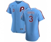 Men's Nike Philadelphia Phillies #3 Bryce Harper Light Blue Alternate 2020 Authentic Player Baseball Jersey