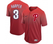 Men's Nike Philadelphia Phillies #3 Bryce Harper Red Drift Fashion MLB Jersey