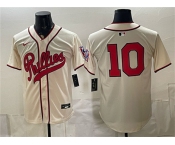 Men's Philadelphia Phillies #10 J.T. Realmuto Cream 2026 Field of Dreams Stadium Stitched Baseball Jersey Men's Philadelphia Phillies #10 J.T. Realmuto Cream 2026 Field of Dreams Stadium Stitched Baseball Jersey