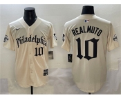 Men's Philadelphia Phillies #10 J.T. Realmuto Cream Gothic Vapor Limited Stitched Jersey