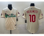 Men's Philadelphia Phillies #10 J.T. Realmuto Cream Phanatic Limited Stitched Jersey
