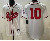 Men's Philadelphia Phillies #10 JT Realmuto White 2026 Field of Dreams Stadium Stitched Jersey