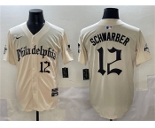 Men's Philadelphia Phillies #12 Kyle Schwarber Cream Gothic Vapor Limited Stitched Jersey