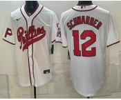 Men's Philadelphia Phillies #12 Kyle Schwarber Name White 2026 Field of Dreams Stadium Stitched Jersey