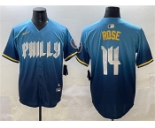 Men's Philadelphia Phillies #14 Pete Rose Blue 2024 City Connect Limited Stitched Jersey