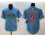 Men's Philadelphia Phillies #3 Bryce Harper Light Blue Phanatic Limited Stitched Jersey