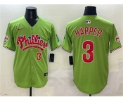 Men's Philadelphia Phillies #3 Bryce Harper Light Green Phanatic Limited Stitched Jersey