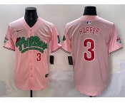 Men's Philadelphia Phillies #3 Bryce Harper Pink Phanatic Limited Stitched Jersey