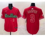 Men's Philadelphia Phillies #3 Bryce Harper Red Phanatic Limited Stitched Jersey