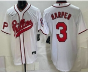 Men's Philadelphia Phillies #3 Bryce Harper White 2026 Field of Dreams Stadium Stitched Jersey Men's Philadelphia Phillies #3 Bryce Harper White 2026 Field of Dreams Stadium Stitched Jersey