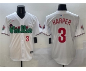 Men's Philadelphia Phillies #3 Bryce Harper White Phanatic Limited Stitched Jersey