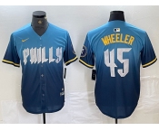 Men's Philadelphia Phillies #45 Zack Wheeler Blue 2024 City Cool Base Stitched Jersey