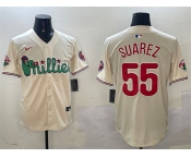 Men's Philadelphia Phillies #55 Ranger Suárez Cream Phanatic Limited Stitched Jersey