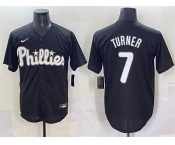 Men's Philadelphia Phillies #7 Trea Turner Black Lights Out Limited Stitched Baseball Jersey