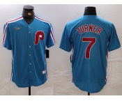 Men's Philadelphia Phillies #7 Trea Turner Blue Cooperstown Throwback Cool Base Nike Jersey