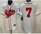 Men's Philadelphia Phillies #7 Trea Turner White 2026 Field of Dreams Stadium Stitched Jersey Men's Philadelphia Phillies #7 Trea Turner White 2026 Field of Dreams Stadium Stitched Jersey