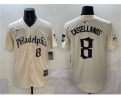 Men's Philadelphia Phillies #8 Nick Castellanos Cream Gothic Vapor Limited Stitched Jersey