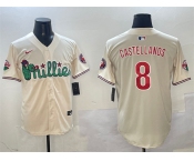 Men's Philadelphia Phillies #8 Nick Castellanos Cream Phanatic Limited Stitched Jersey