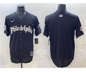 Men's Philadelphia Phillies Blank Black GOTHIC Vapor Limited Stitched Jersey
