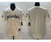 Men's Philadelphia Phillies Blank Cream Gothic Vapor Limited Stitched Jersey