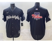 Men's Philadelphia Phillies Team Big Logo Black GOTHIC Vapor Limited Stitched Jersey