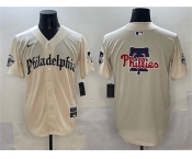 Men's Philadelphia Phillies Team Big Logo Cream Gothic Vapor Limited Stitched Jersey