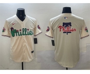 Men's Philadelphia Phillies Team Big Logo Cream Phanatic Limited Stitched Jersey