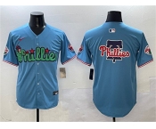Men's Philadelphia Phillies Team Big Logo Light Blue Phanatic Limited Stitched Jersey