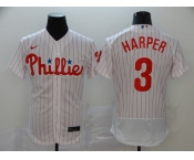 Nike Men's Philadelphia Phillies #3 Bryce Harper White Home Flex Base Authentic Collection Baseball Jersey
