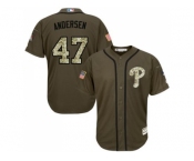 Philadelphia Phillies #47 Larry Andersen Green Salute to Service Stitched Baseball Jersey Philadelphia Phillies #47 Larry Andersen Green Salute to Service Stitched Baseball Jersey