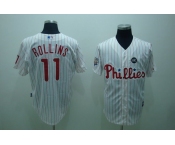 mlb philadelphia phillies #11 rollins 2009 world series white(red strip) mlb philadelphia phillies #11 rollins 2009 world series white(red strip)