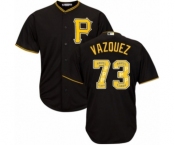 Men's Majestic Pittsburgh Pirates #73 Felipe Vazquez Authentic Black Team Logo Fashion Cool Base MLB Jersey Men's Majestic Pittsburgh Pirates #73 Felipe Vazquez Authentic Black Team Logo Fashion Cool Base MLB Jersey